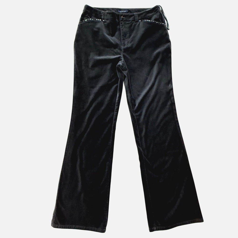 Jones New York Signature Dark Gray Velvet Stretch Pants Women's 8 Beaded‎ Pocket